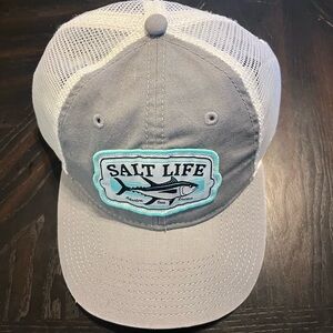 Salt Life Gray and White Cap with Blue Logo NWOT